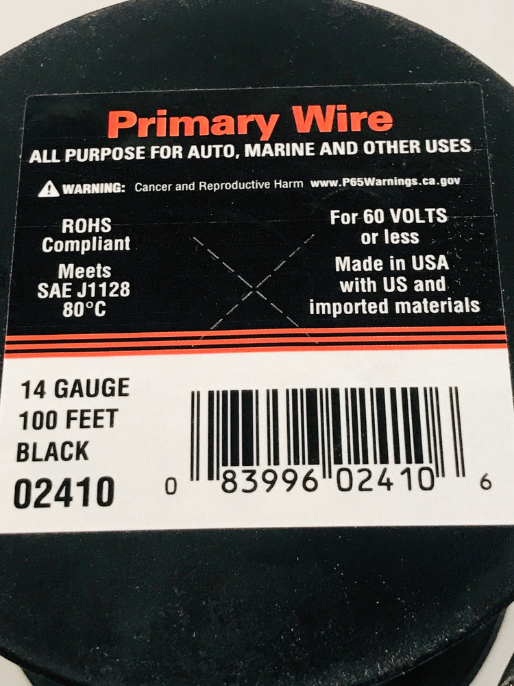 14 GAUGE 100 FEET BLACK PRIMARY WIRE. 02410