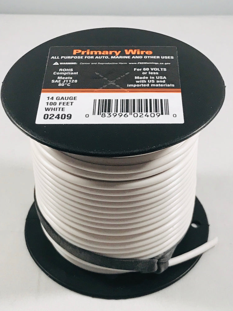 5) Spools 14 Gauge Wire 100 FT Primary AWG - Red Black White Blue Yellow -  USA