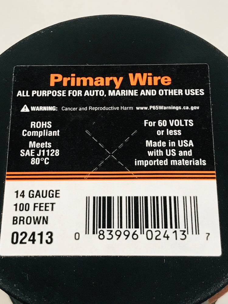 14 GAUGE 100 FEET BROWN PRIMARY WIRE. 02413