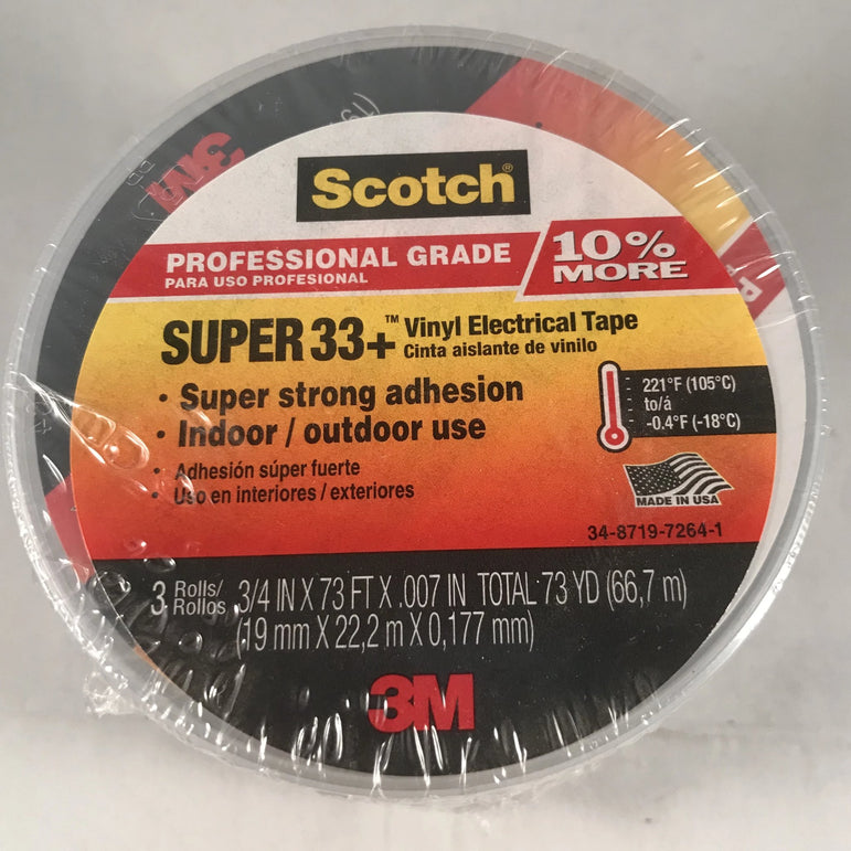 3M Scotch Super 33+ Vinyl Electrical Tape, 3/4 Inch x 73-Foot